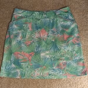 Ruby Rd. Green, Teal and Pink Palm Tree Pattern Tropical Mini Skort